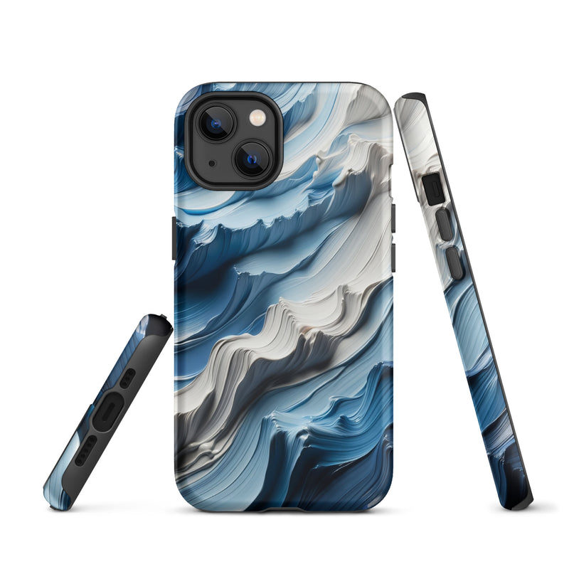 Load image into Gallery viewer, Blue White Paint Style Colorful iPhone Case Hardshell 3D Wrap Thermal Double Layer CREATIVETECH