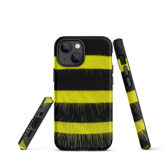 Fluffy Bee Yellow Black iPhone Case Hardshell 3D Wrap Thermal CREATIVETECH