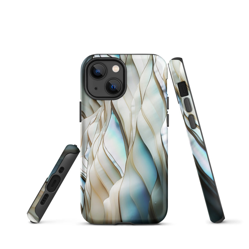 Load image into Gallery viewer, Cream Blue White Pearl iPhone Case Hardshell 3D Wrap Thermal CREATIVETECH