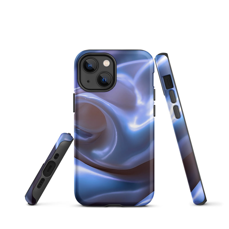 Load image into Gallery viewer, Blue Satin Pearl Cloth iPhone Case Hardshell 3D Wrap Thermal CREATIVETECH
