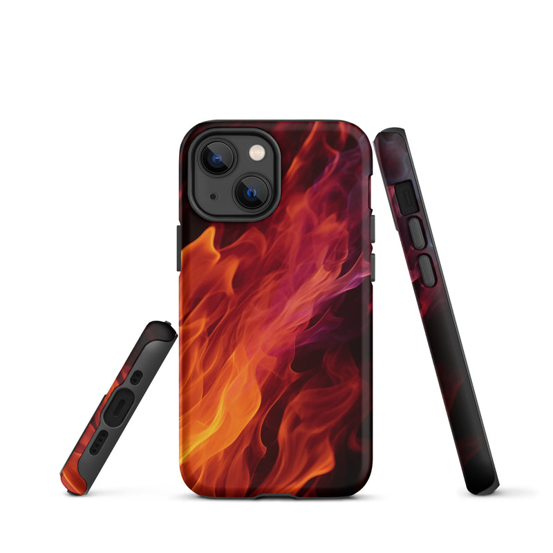 Load image into Gallery viewer, Black Yellow Fire iPhone Case Hardshell 3D Wrap Thermal CREATIVETECH