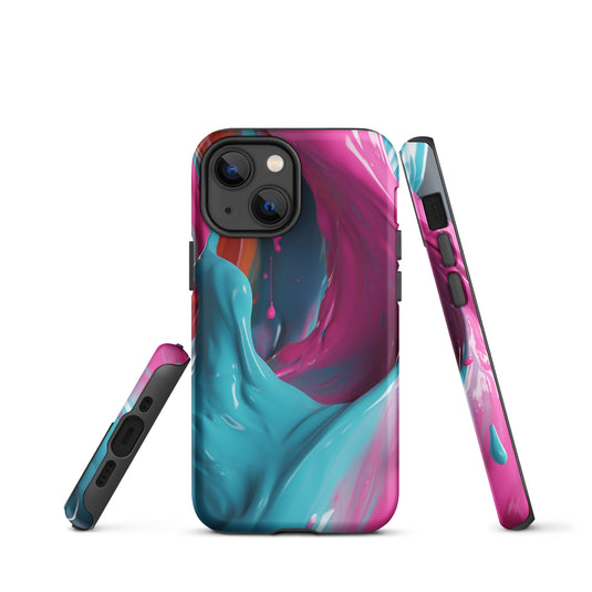 Pink Blue Paint iPhone Case Hardshell 3D Wrap Thermal CREATIVETECH