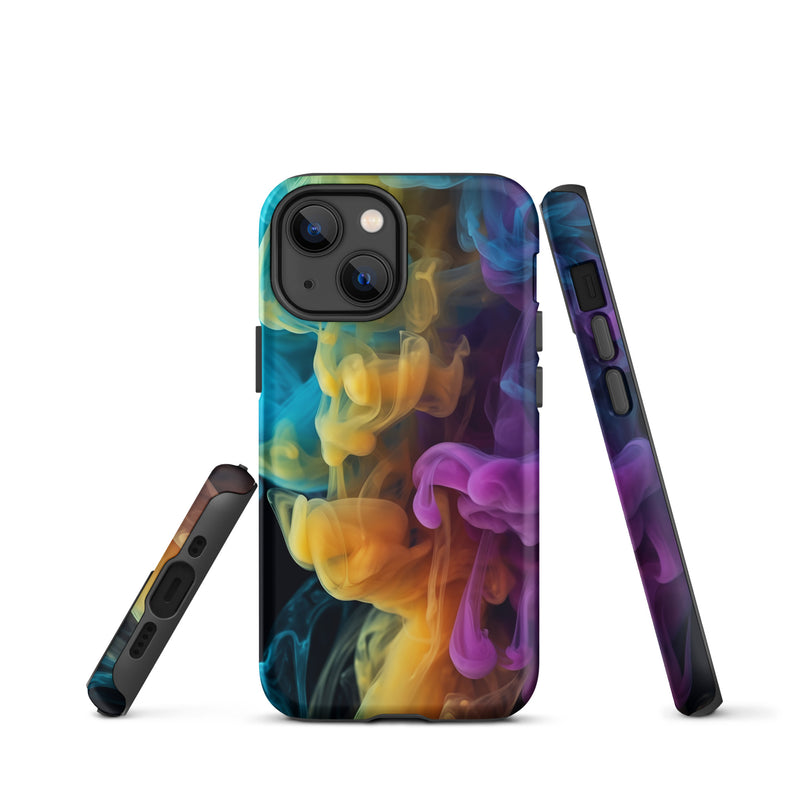 Load image into Gallery viewer, Yellow Purple Blue Smoke iPhone Case Hardshell 3D Wrap Thermal CREATIVETECH