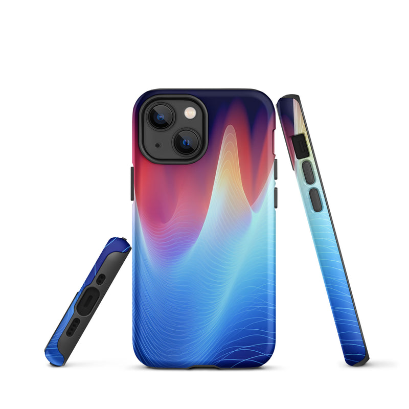 Load image into Gallery viewer, Blue Abstract Sound Waves iPhone Case Hardshell 3D Wrap Thermal CREATIVETECH