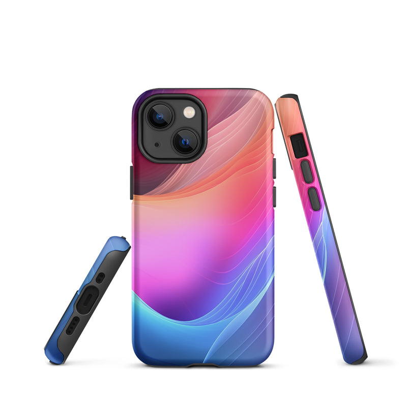 Load image into Gallery viewer, Pink Blue Abstract Waves iPhone Case Hardshell 3D Wrap Thermal CREATIVETECH