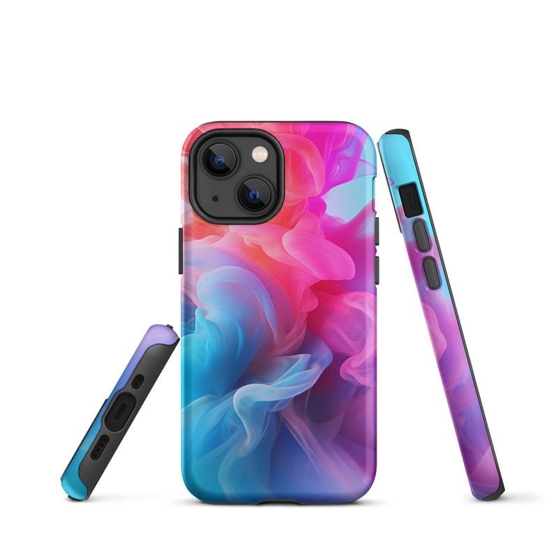Load image into Gallery viewer, Pink Blue Smoke iPhone Case Hardshell 3D Wrap Thermal CREATIVETECH