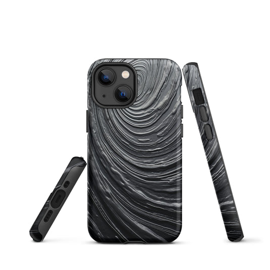Damascus Steel Metal Swirl Dark Grey iPhone Case Hardshell 3D Wrap Thermal CREATIVETECH