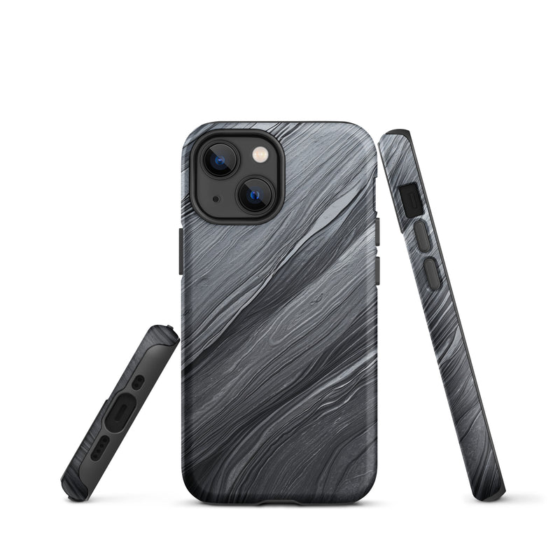Load image into Gallery viewer, Damascus Steel iPhone Case Hardshell 3D Wrap Thermal Dark Grey Metal CREATIVETECH