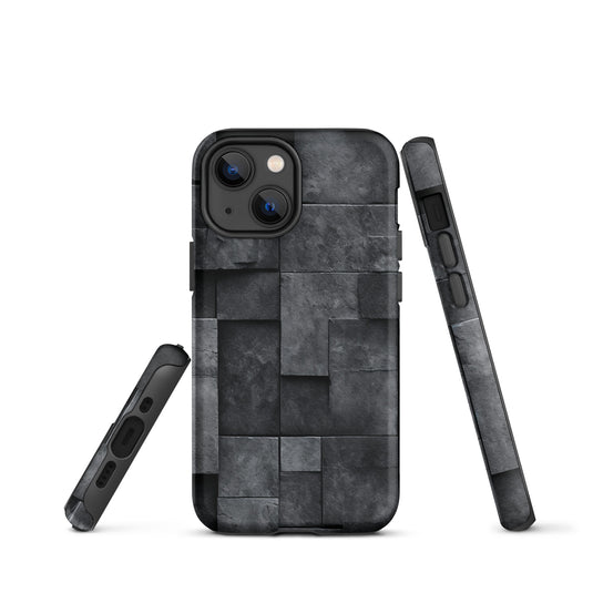 Dark Grey Stone Cubes iPhone Case Hardshell 3D Wrap Thermal CREATIVETECH