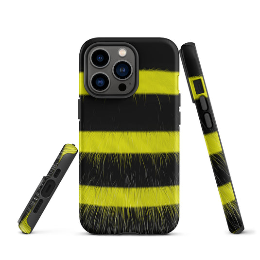 Fluffy Bee Yellow Black iPhone Case Hardshell 3D Wrap Thermal CREATIVETECH