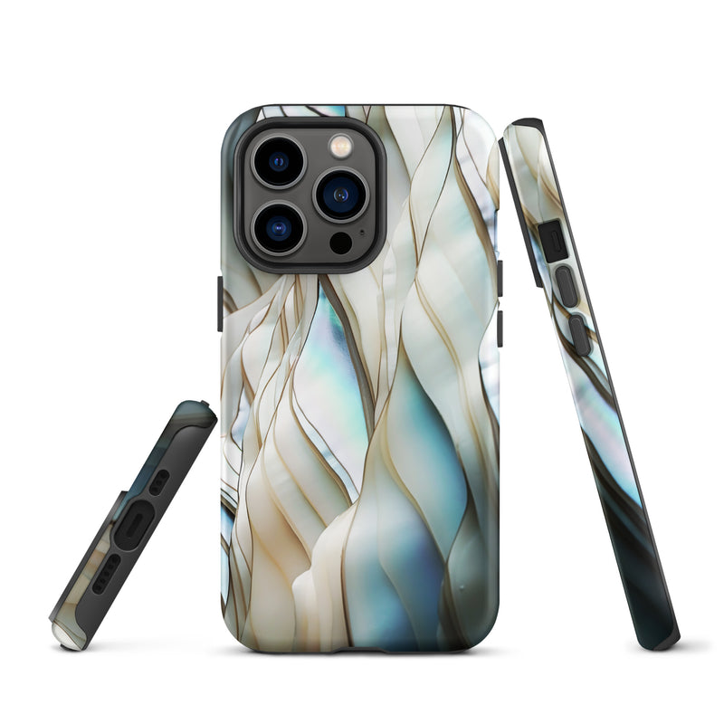 Load image into Gallery viewer, Cream Blue White Pearl iPhone Case Hardshell 3D Wrap Thermal CREATIVETECH