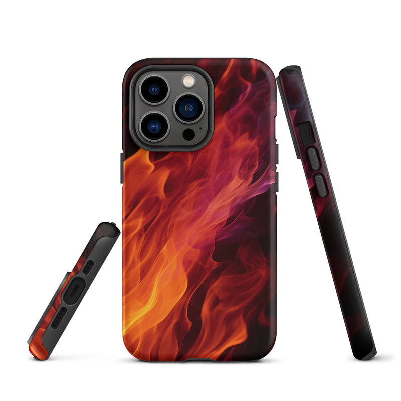 Load image into Gallery viewer, Black Yellow Fire iPhone Case Hardshell 3D Wrap Thermal CREATIVETECH