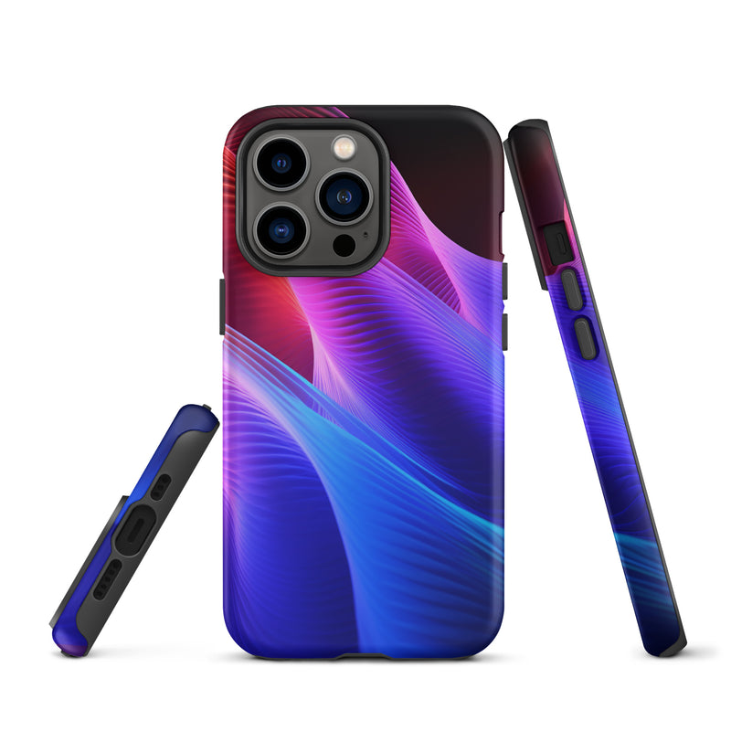 Load image into Gallery viewer, Blue Abstract Sound Waves iPhone Case Hardshell 3D Wrap Thermal CREATIVETECH
