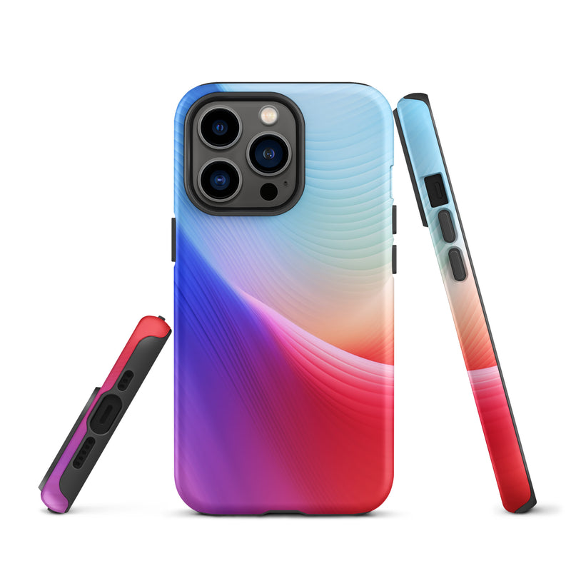 Load image into Gallery viewer, Red Violet Blue Abstract Waves iPhone Case Hardshell 3D Wrap Thermal CREATIVETECH