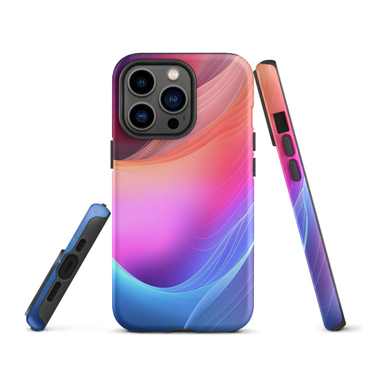 Pink Blue Abstract Waves iPhone Case Hardshell 3D Wrap Thermal CREATIVETECH