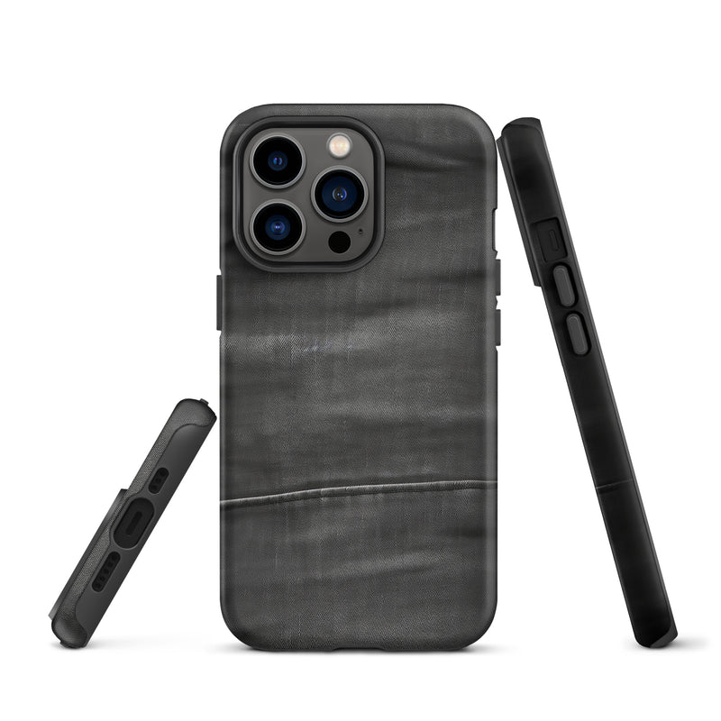 Load image into Gallery viewer, Dark Grey Denim Cloth iPhone Case Hardshell 3D Wrap Thermal CREATIVETECH