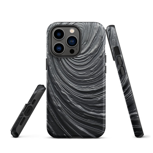 Damascus Steel Metal Swirl Dark Grey iPhone Case Hardshell 3D Wrap Thermal CREATIVETECH