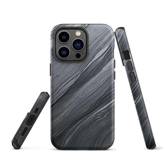 Damascus Steel iPhone Case Hardshell 3D Wrap Thermal Dark Grey Metal CREATIVETECH
