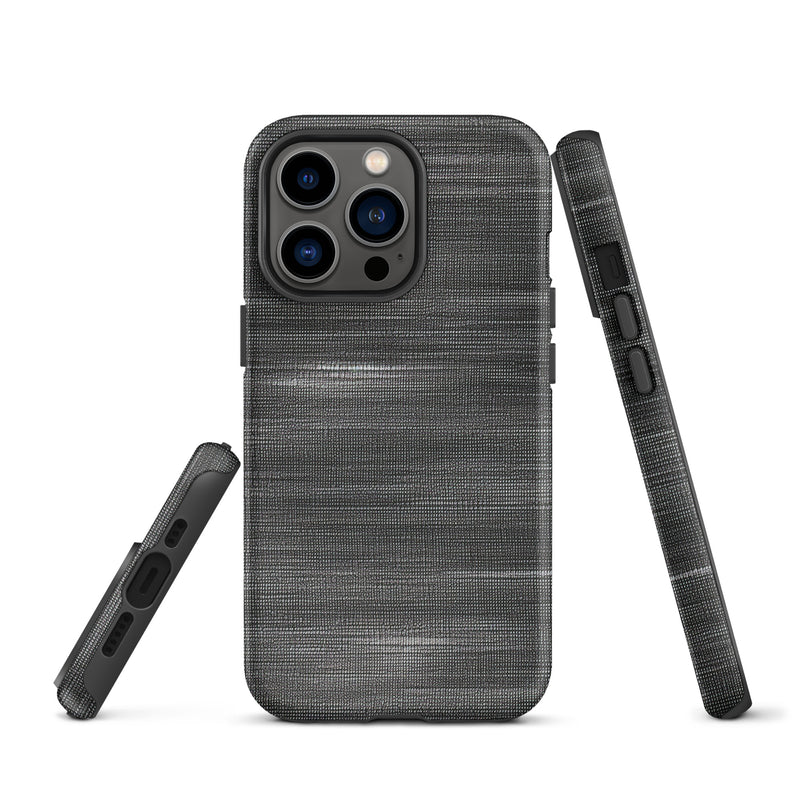 Load image into Gallery viewer, Brushed Denim Black Grey iPhone Case Hardshell 3D Wrap Thermal CREATIVETECH
