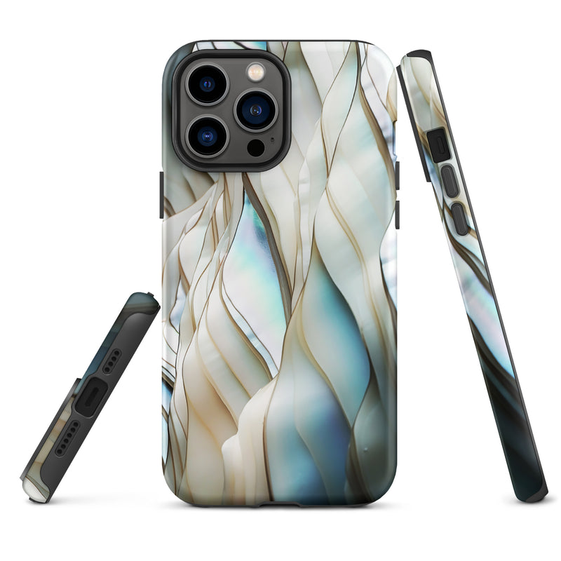 Load image into Gallery viewer, Cream Blue White Pearl iPhone Case Hardshell 3D Wrap Thermal CREATIVETECH
