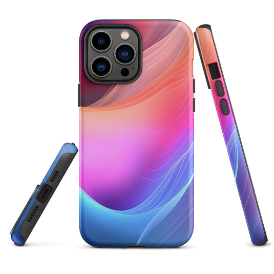 Pink Blue Abstract Waves iPhone Case Hardshell 3D Wrap Thermal CREATIVETECH