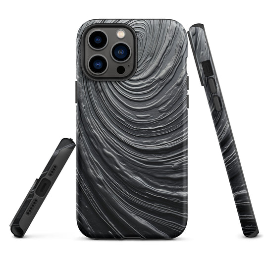 Damascus Steel Metal Swirl Dark Grey iPhone Case Hardshell 3D Wrap Thermal CREATIVETECH