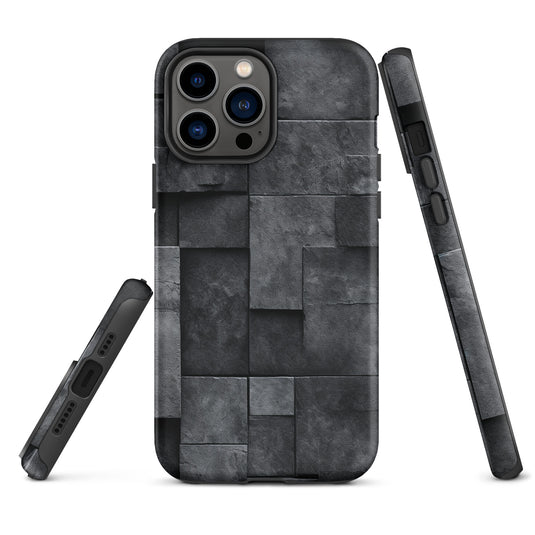 Dark Grey Stone Cubes iPhone Case Hardshell 3D Wrap Thermal CREATIVETECH