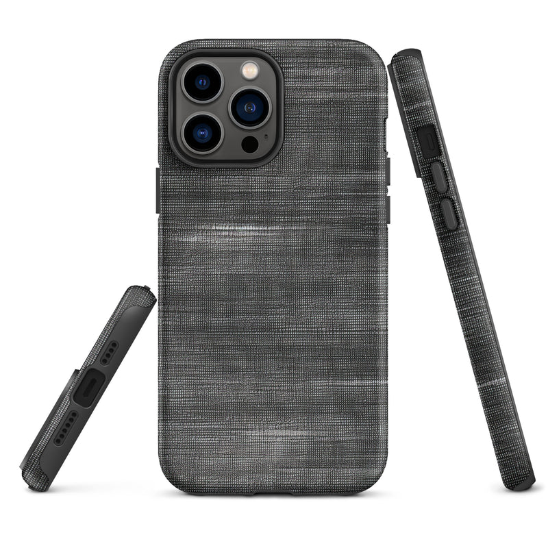 Load image into Gallery viewer, Brushed Denim Black Grey iPhone Case Hardshell 3D Wrap Thermal CREATIVETECH
