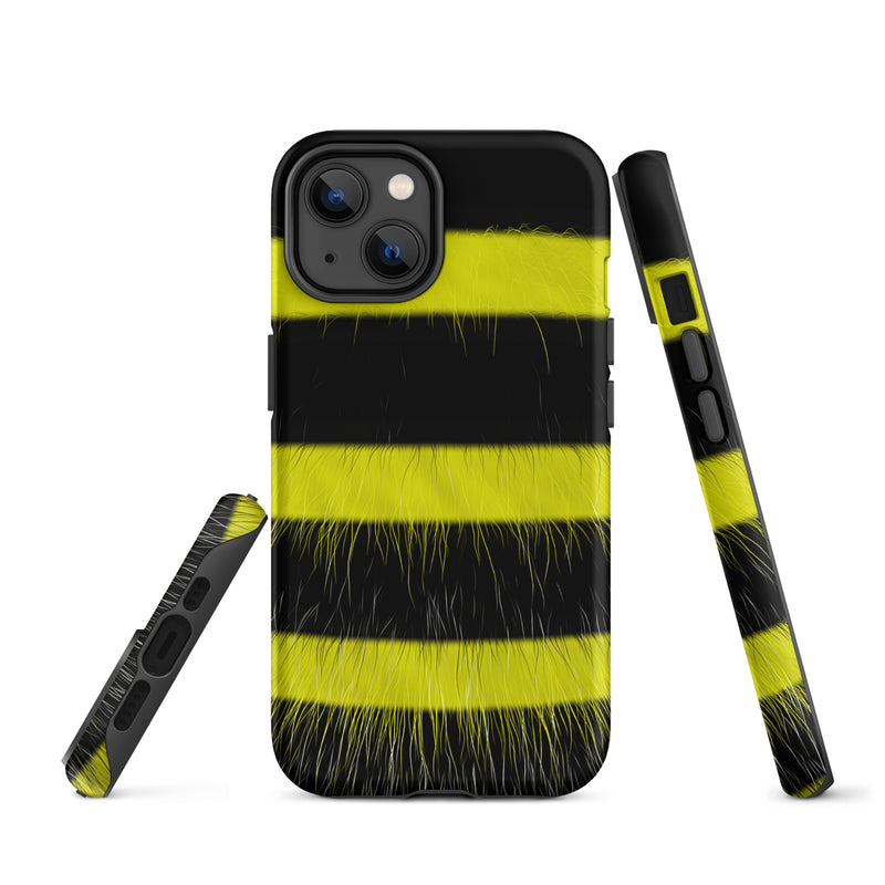 Load image into Gallery viewer, Fluffy Bee Yellow Black iPhone Case Hardshell 3D Wrap Thermal CREATIVETECH