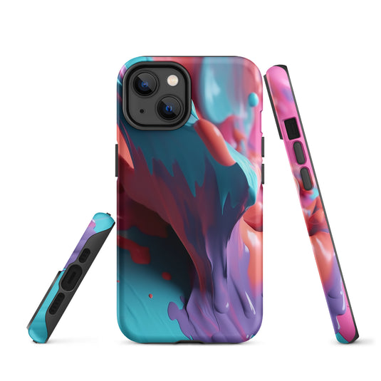 Light Blue Violet Liquid Paint iPhone Case Hardshell 3D Wrap Thermal CREATIVETECH
