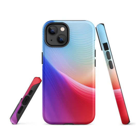 Red Violet Blue Abstract Waves iPhone Case Hardshell 3D Wrap Thermal CREATIVETECH