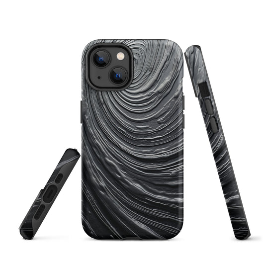 Damascus Steel Metal Swirl Dark Grey iPhone Case Hardshell 3D Wrap Thermal CREATIVETECH