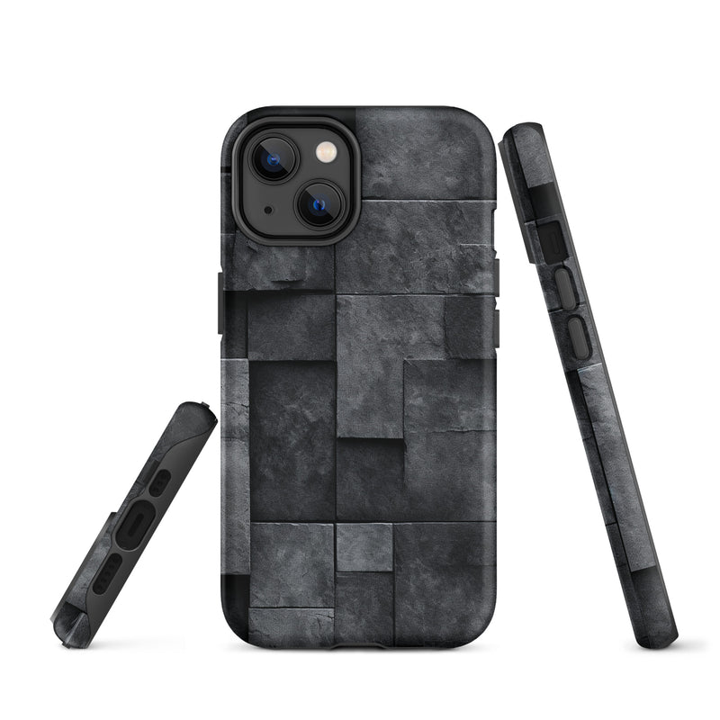 Load image into Gallery viewer, Dark Grey Stone Cubes iPhone Case Hardshell 3D Wrap Thermal CREATIVETECH