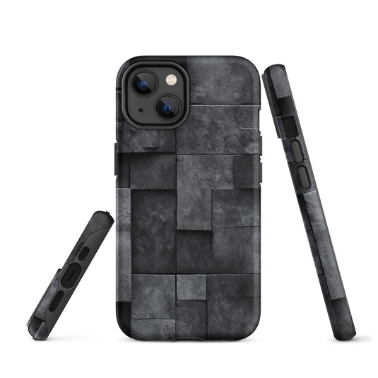 Dark Grey Stone Cubes iPhone Case Hardshell 3D Wrap Thermal CREATIVETECH