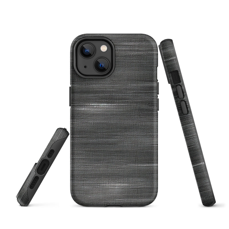 Load image into Gallery viewer, Brushed Denim Black Grey iPhone Case Hardshell 3D Wrap Thermal CREATIVETECH
