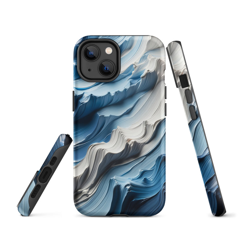Load image into Gallery viewer, Blue White Paint Style Colorful iPhone Case Hardshell 3D Wrap Thermal Double Layer CREATIVETECH