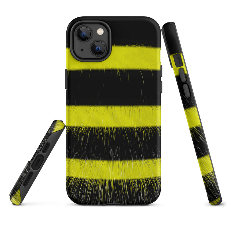 Load image into Gallery viewer, Fluffy Bee Yellow Black iPhone Case Hardshell 3D Wrap Thermal CREATIVETECH