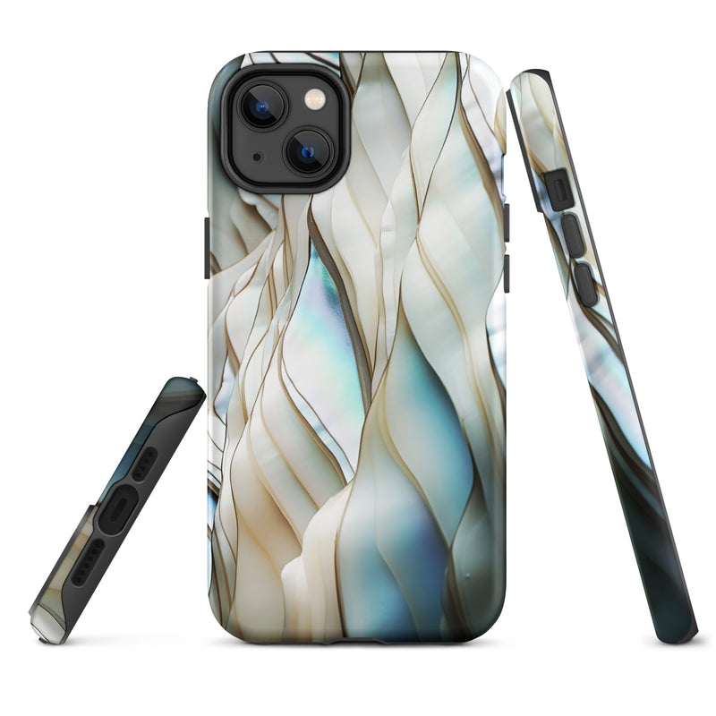 Load image into Gallery viewer, Cream Blue White Pearl iPhone Case Hardshell 3D Wrap Thermal CREATIVETECH
