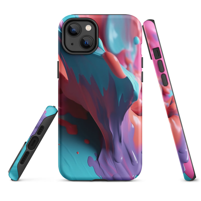 Load image into Gallery viewer, Light Blue Violet Liquid Paint iPhone Case Hardshell 3D Wrap Thermal CREATIVETECH