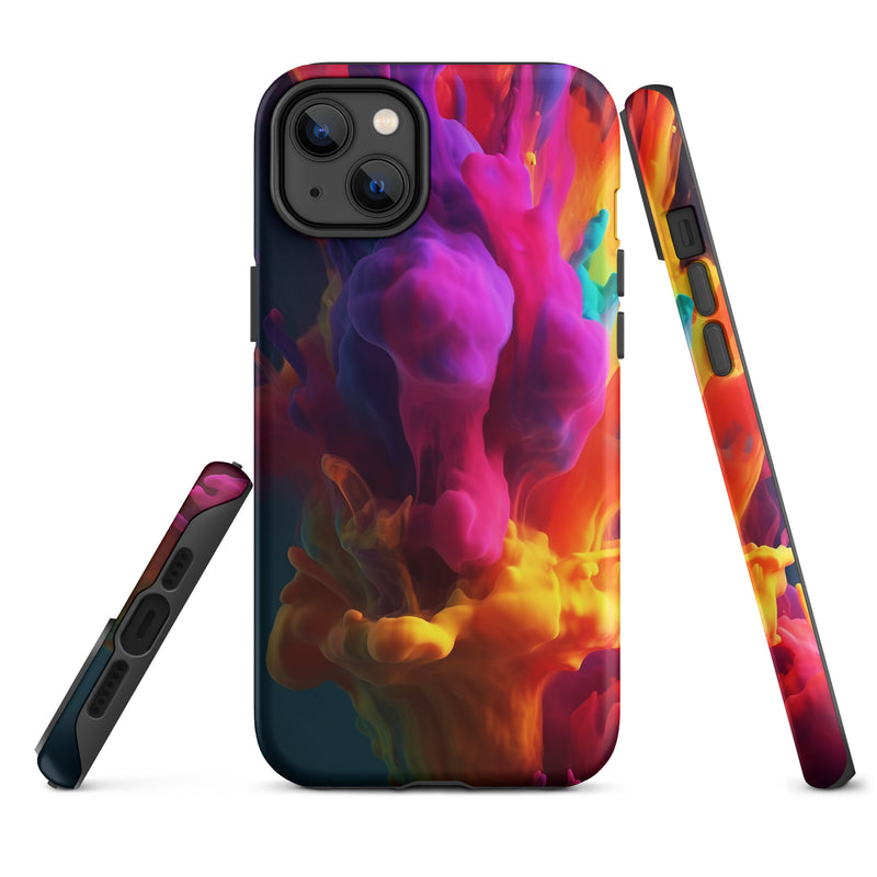 Load image into Gallery viewer, Dark Purple Yellow Paint iPhone Case Hardshell 3D Wrap Thermal CREATIVETECH
