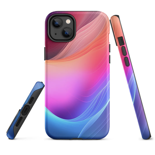 Pink Blue Abstract Waves iPhone Case Hardshell 3D Wrap Thermal CREATIVETECH