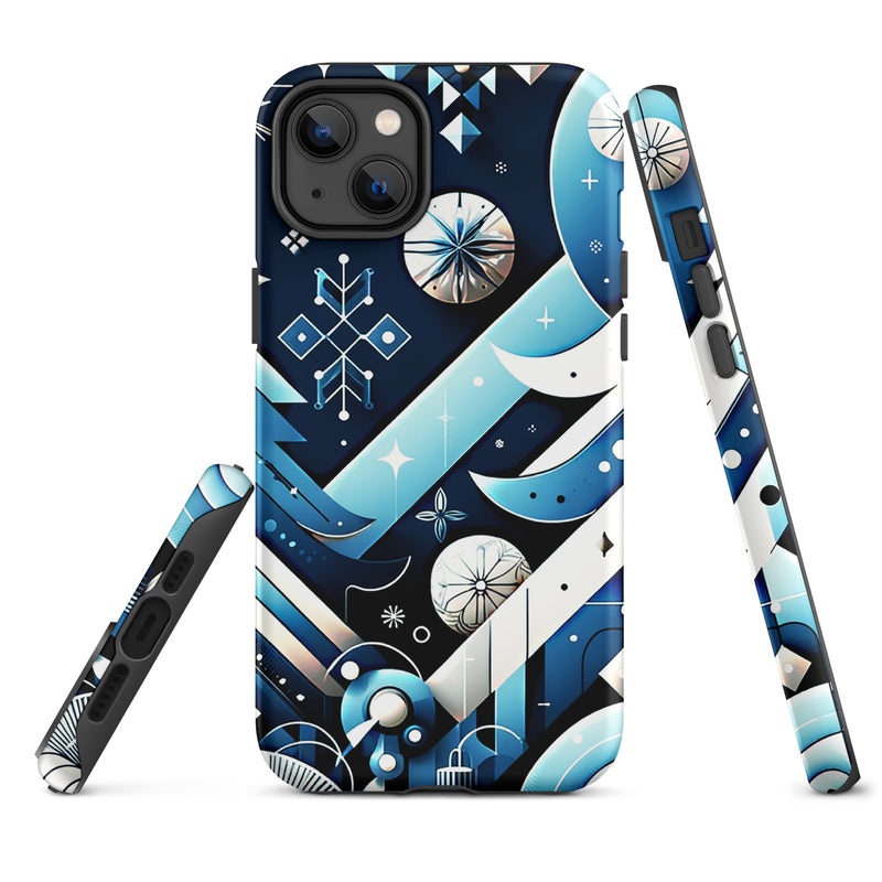 Load image into Gallery viewer, Christmas Vibe Aesthetic Blue White iPhone Case Hardshell 3D Wrap Thermal Double Layer CREATIVETECH
