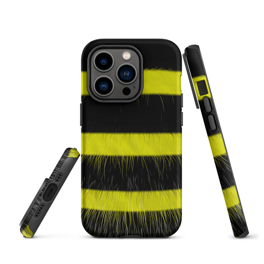 Fluffy Bee Yellow Black iPhone Case Hardshell 3D Wrap Thermal CREATIVETECH