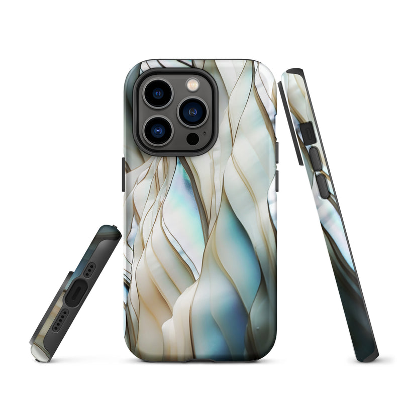 Load image into Gallery viewer, Cream Blue White Pearl iPhone Case Hardshell 3D Wrap Thermal CREATIVETECH