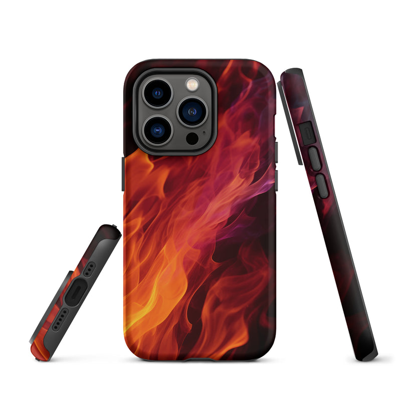 Load image into Gallery viewer, Black Yellow Fire iPhone Case Hardshell 3D Wrap Thermal CREATIVETECH
