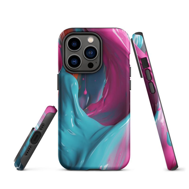 Load image into Gallery viewer, Pink Blue Paint iPhone Case Hardshell 3D Wrap Thermal CREATIVETECH