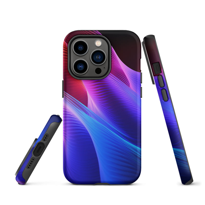 Load image into Gallery viewer, Blue Abstract Sound Waves iPhone Case Hardshell 3D Wrap Thermal CREATIVETECH