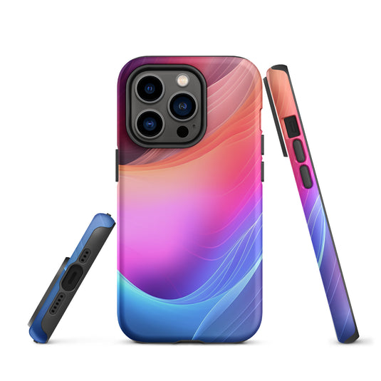 Pink Blue Abstract Waves iPhone Case Hardshell 3D Wrap Thermal CREATIVETECH