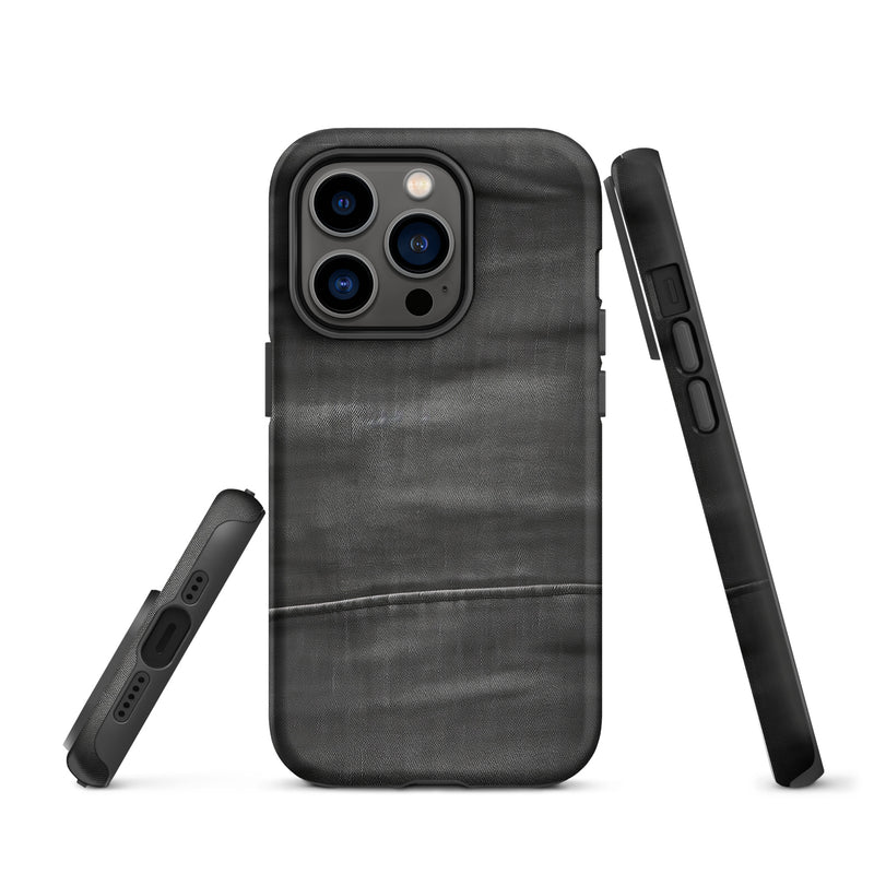 Load image into Gallery viewer, Dark Grey Denim Cloth iPhone Case Hardshell 3D Wrap Thermal CREATIVETECH