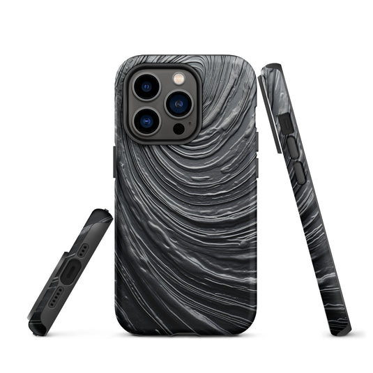 Damascus Steel Metal Swirl Dark Grey iPhone Case Hardshell 3D Wrap Thermal CREATIVETECH